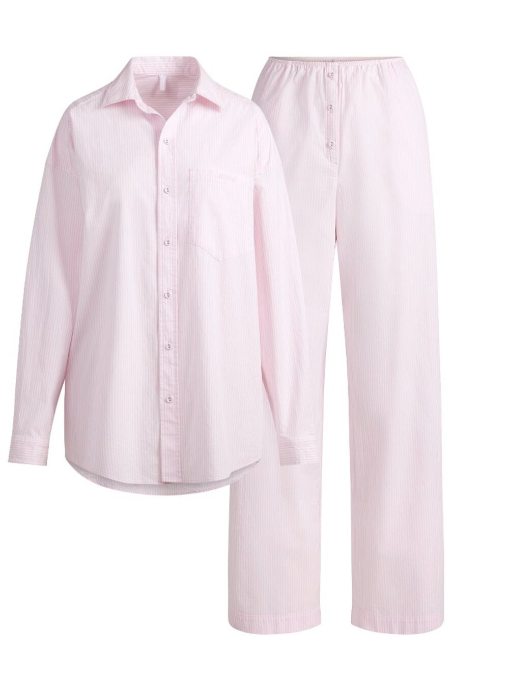 SKIMS Cotton Poplin Oversized Sleep Set Cherry Blossom Stripe Size S NWT